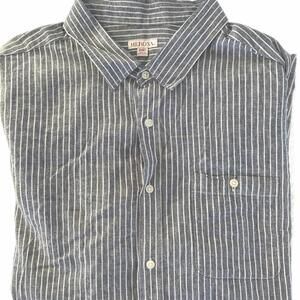 Merona Men's Linen Blend Gray & White Striped Button-Up Shirt - Size 3XBT